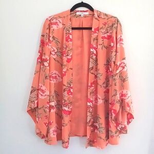 Fever Floral Kimono in Peach and Pink